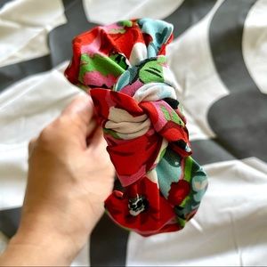 Floral print knot tie headband flower